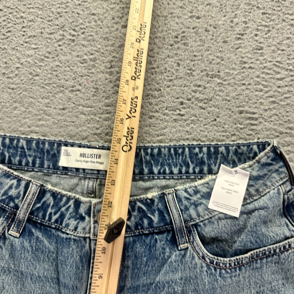 Hollister Jeans Women's 16 Blue Cotton Denim Straight Baggy Curvy Streetwear - Picture 3 of 12
